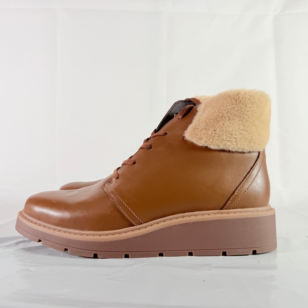 Clarks Andie Go Mahogany Leather Womens 9 Winter Ankle Boots NEW